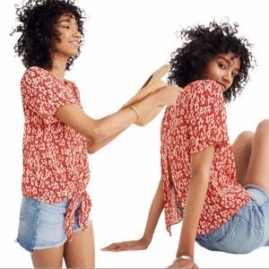 red and white floral madewell top